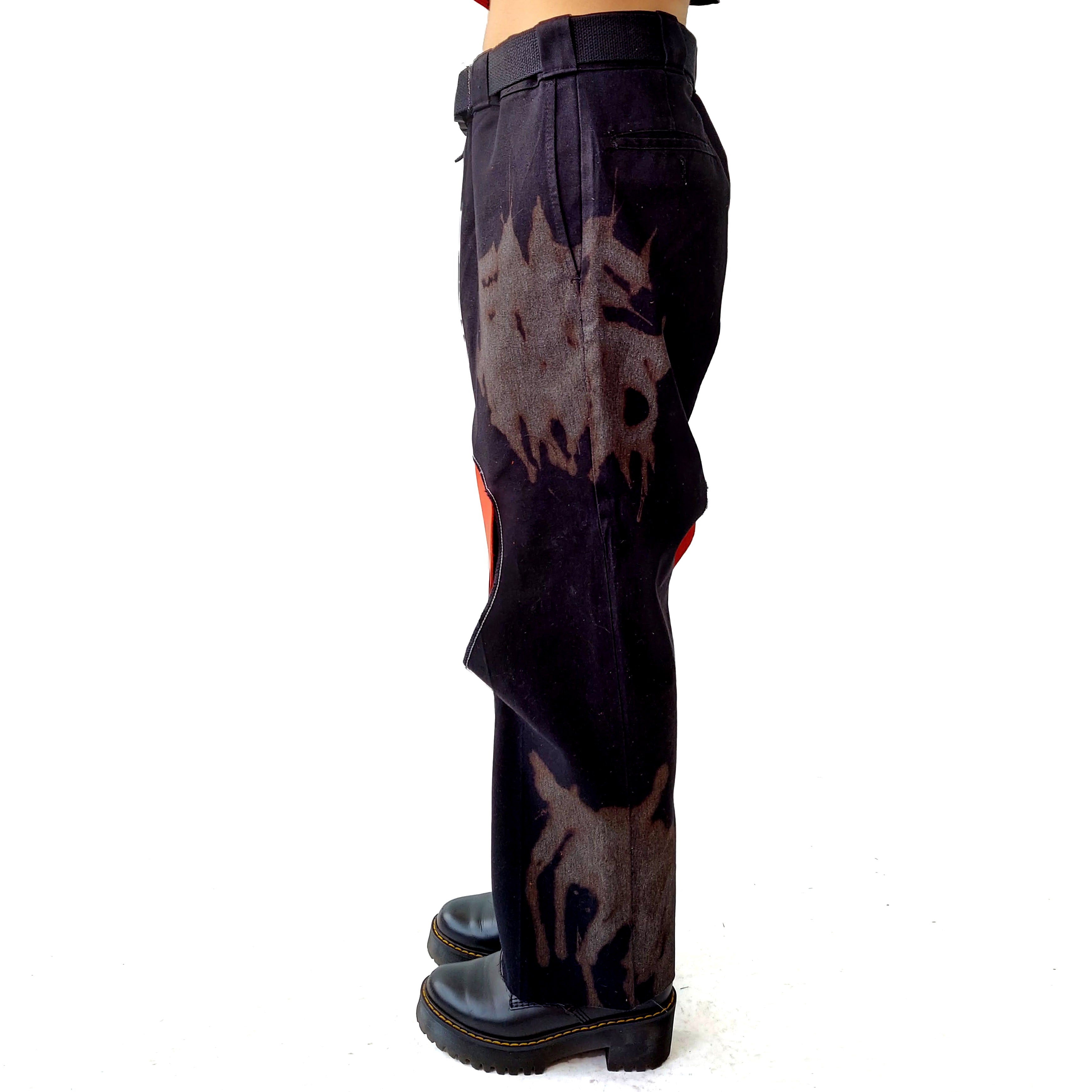Black x Orange Hole Pants