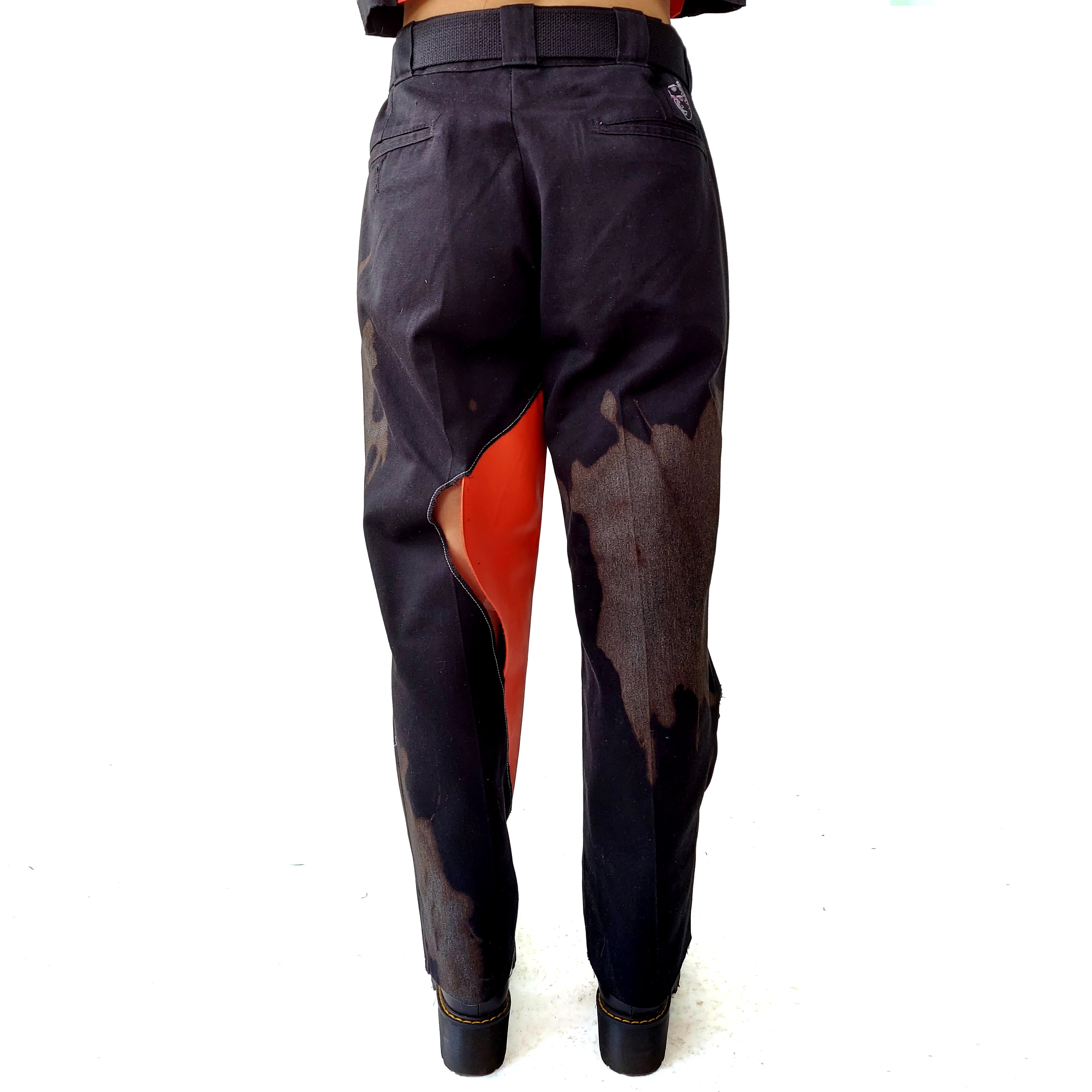 Black x Orange Hole Pants