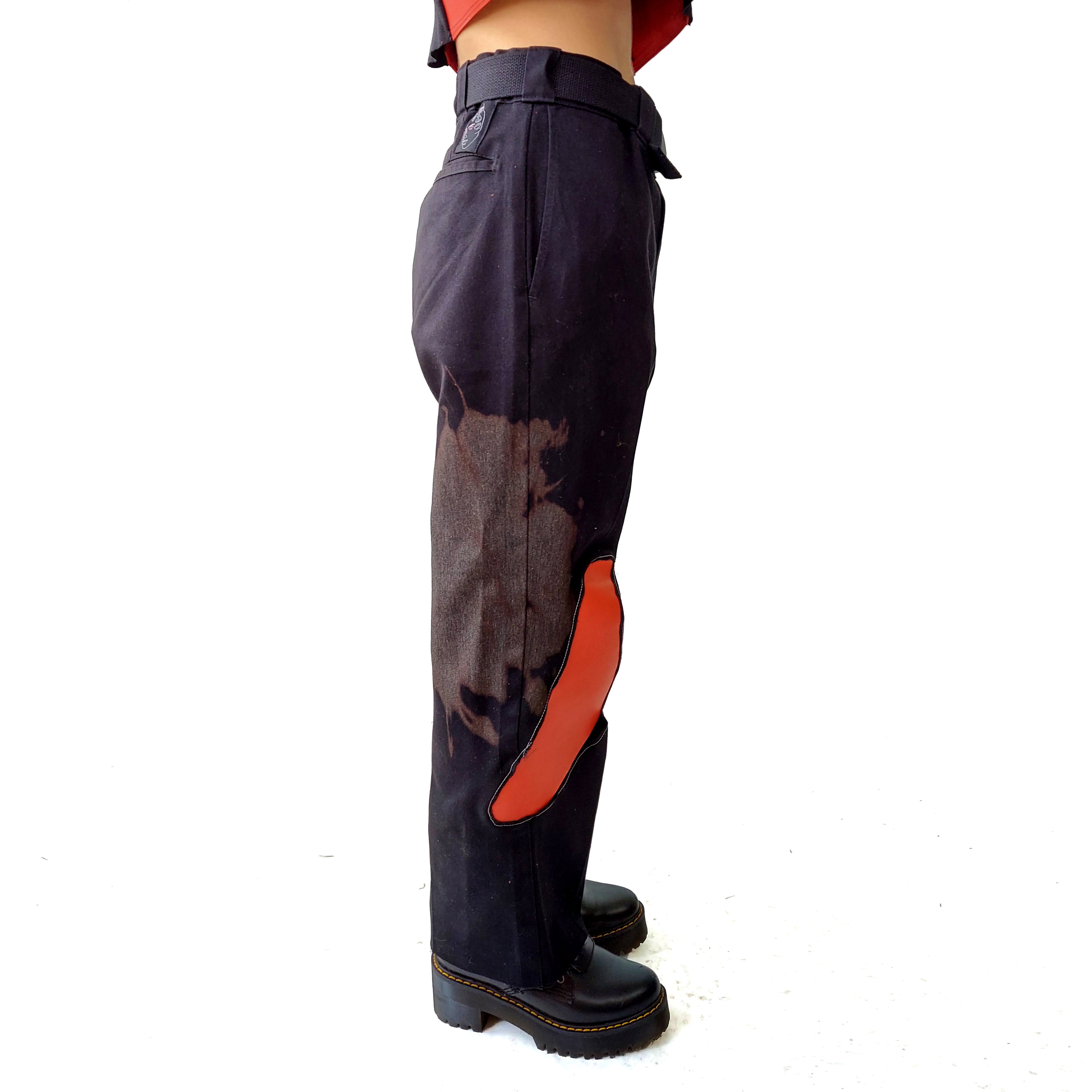 Black x Orange Hole Pants