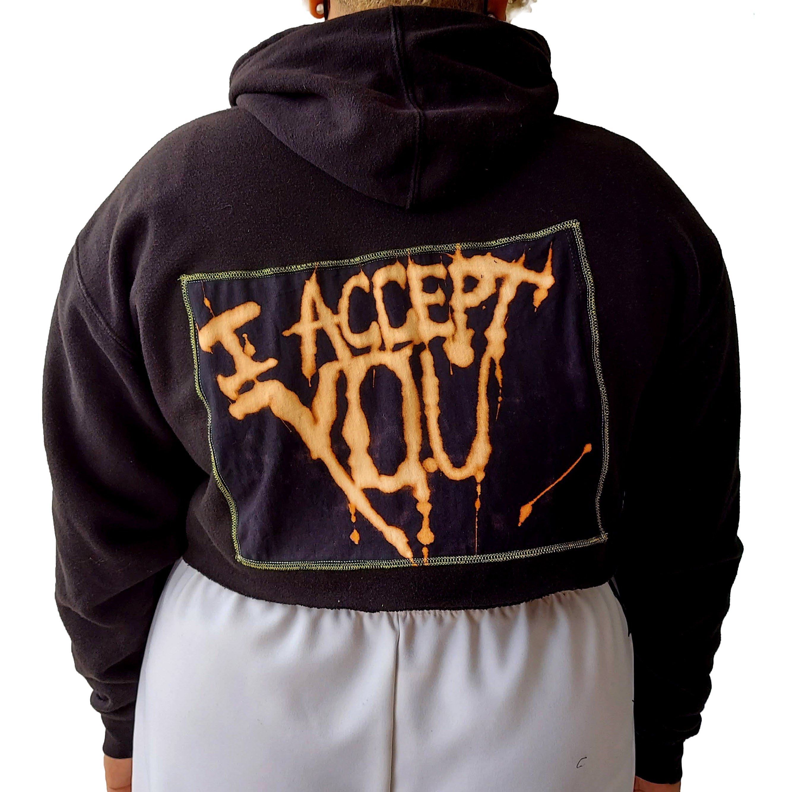 Fake Trans Black Crop Hoodie