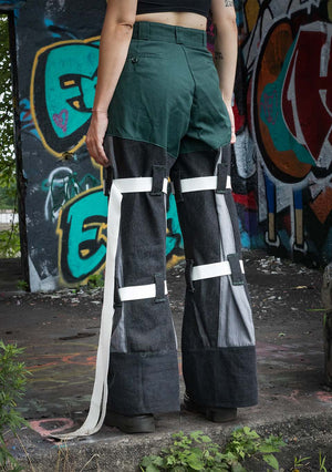 Green x Black Strap Pants