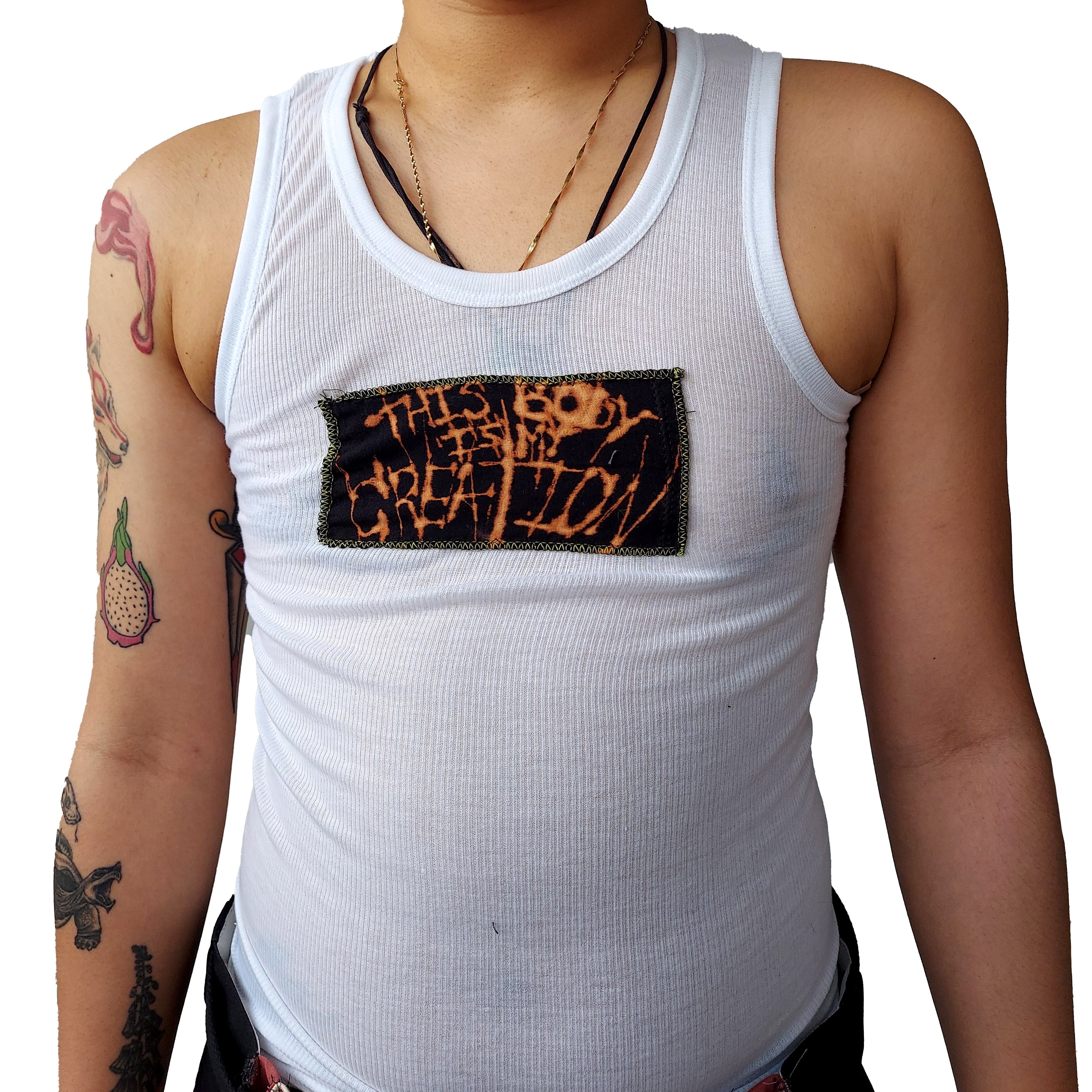 My Creation Bleach Patch White Tank