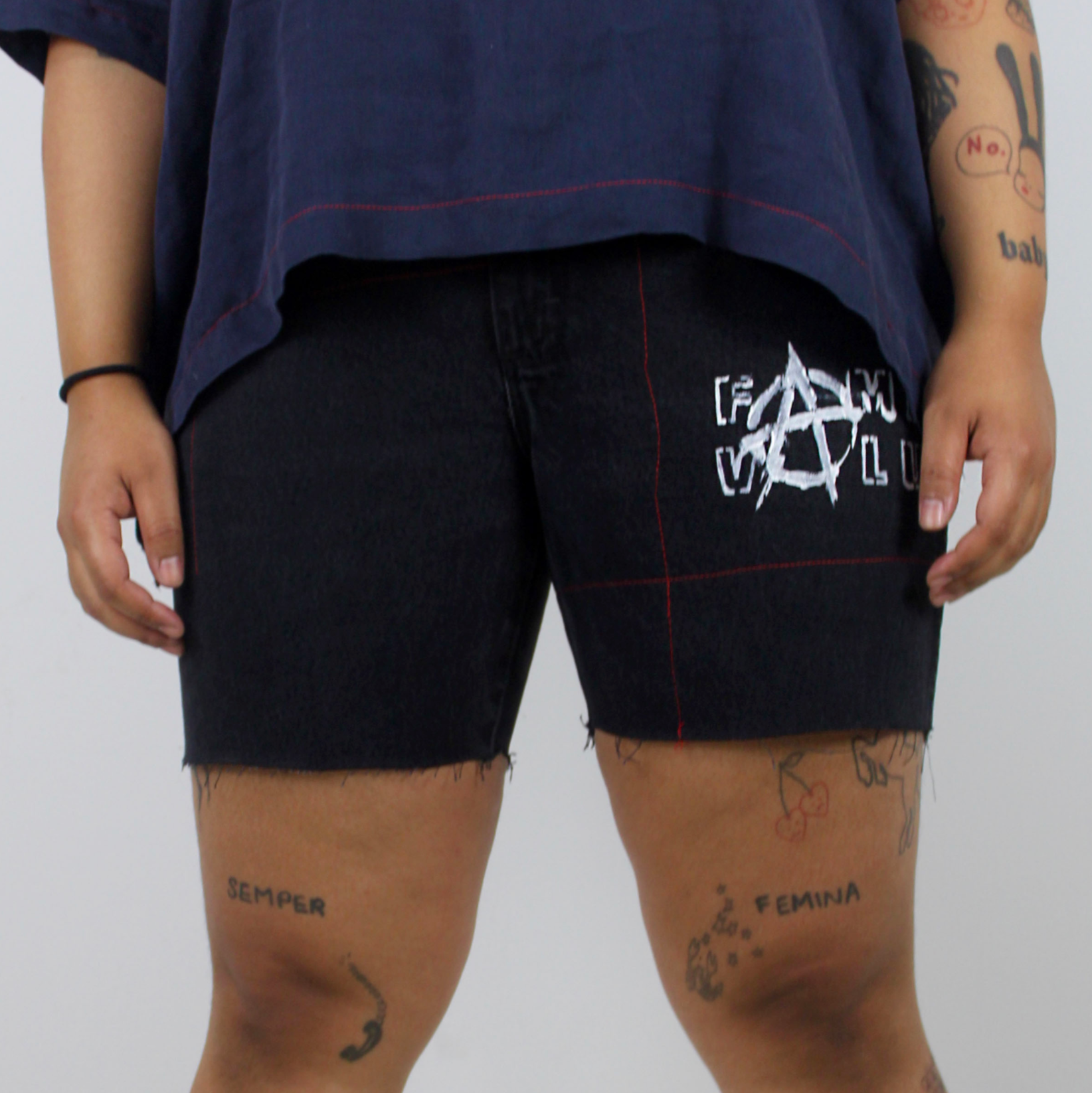 FV Logo Denim Black Shorts
