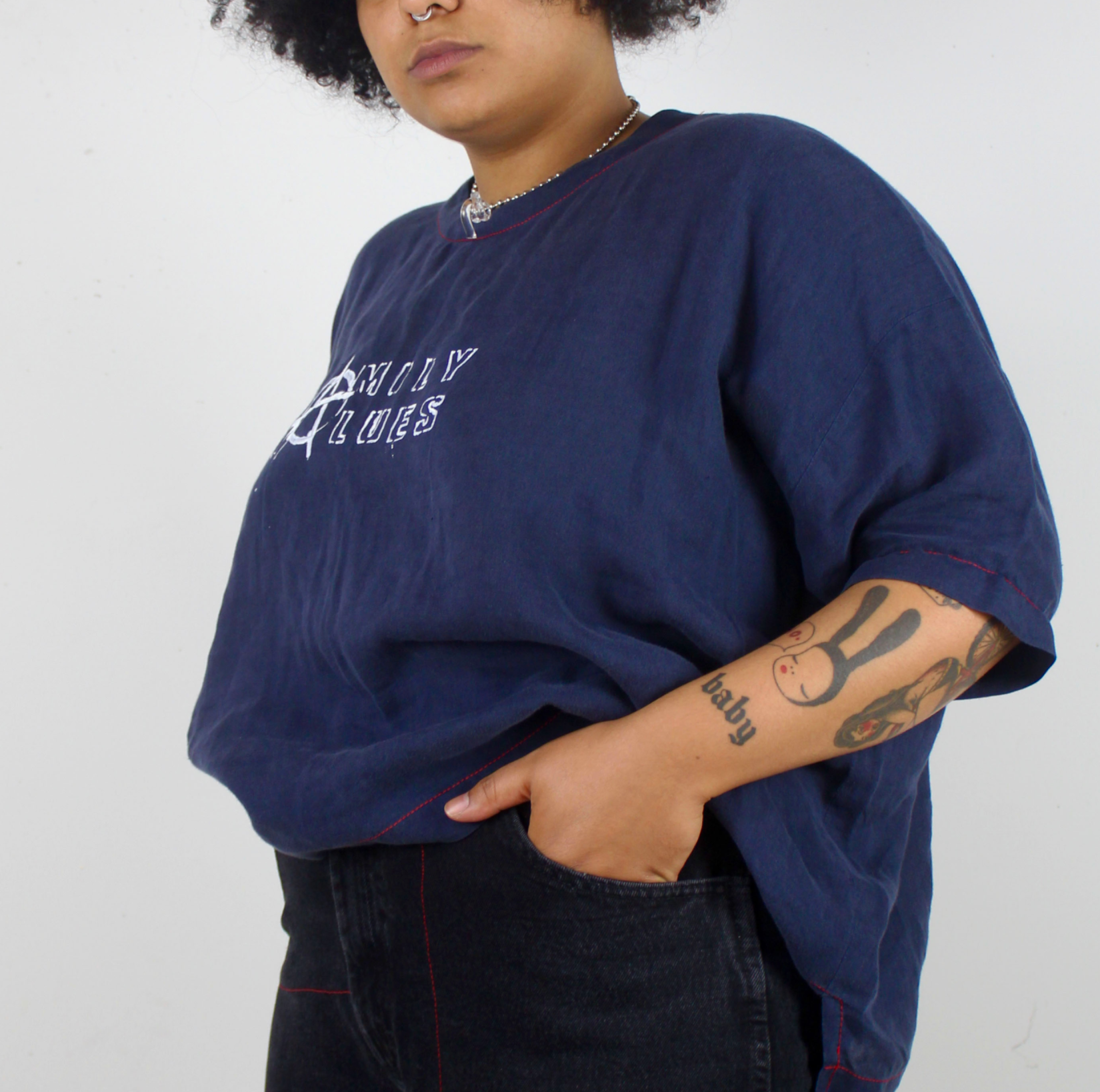 FV Logo Navy Linen Shirt
