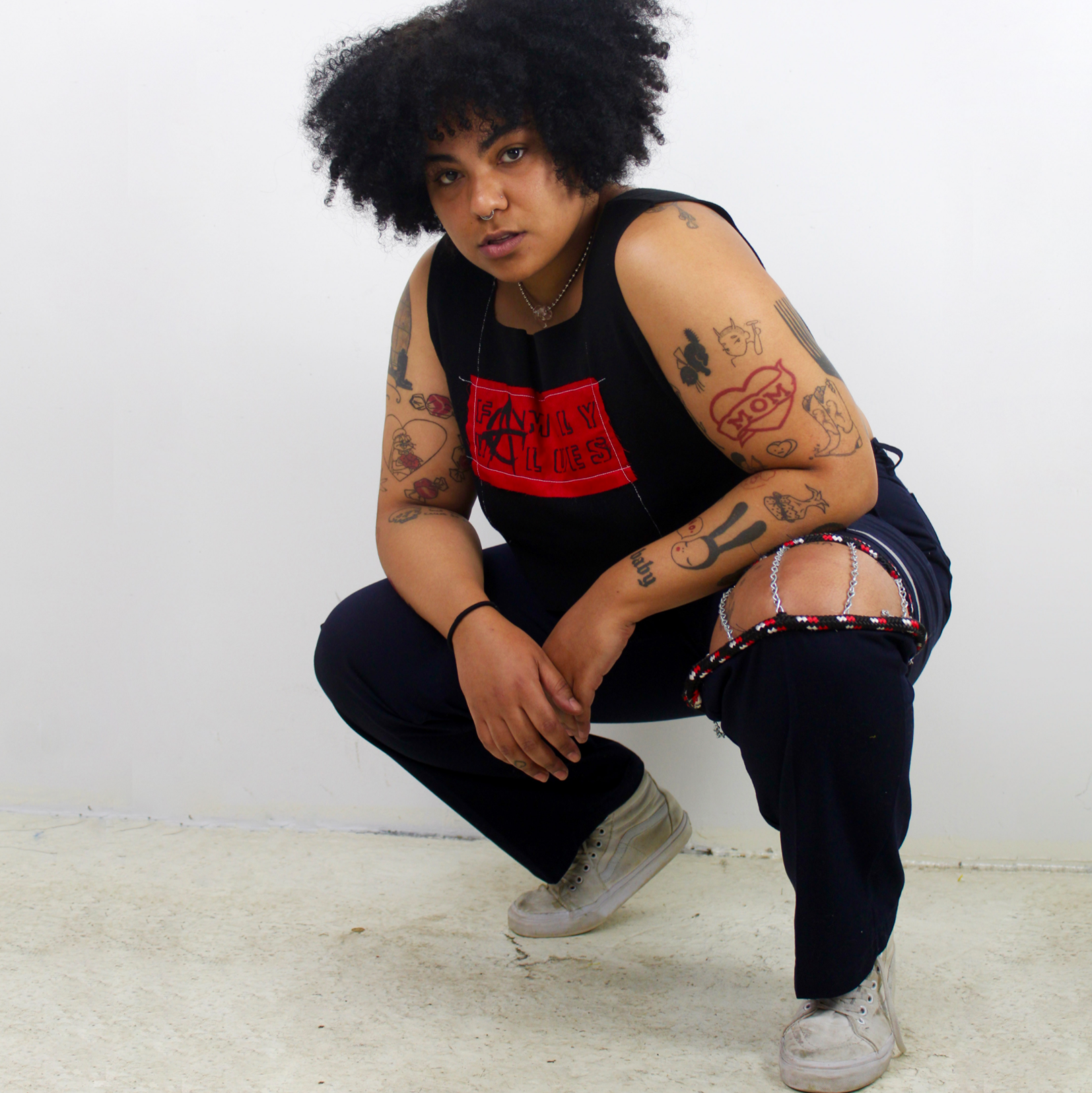 Navy Chain Construction Pant